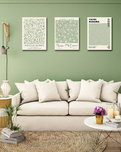 HesenDot Green Botanical Framed Wall Art Set, 12x16in Matisse William Morris - Image 6