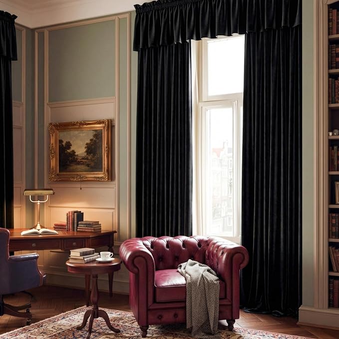 NICETOWN Black Velvet Valance Curtains - Image 2