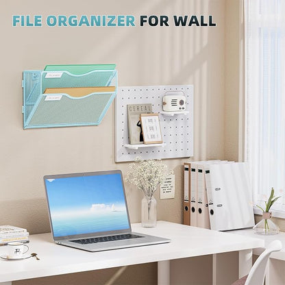 Marbrasse Wall File Holder 2-Tier Hanging Wall File Organizer, Mesh Mail Holder - Image 6