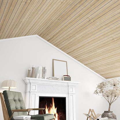 VEELIKE Sand Oak Wood Slat Wall Panels Peel and Stick Faux Wood Panels - Image 6