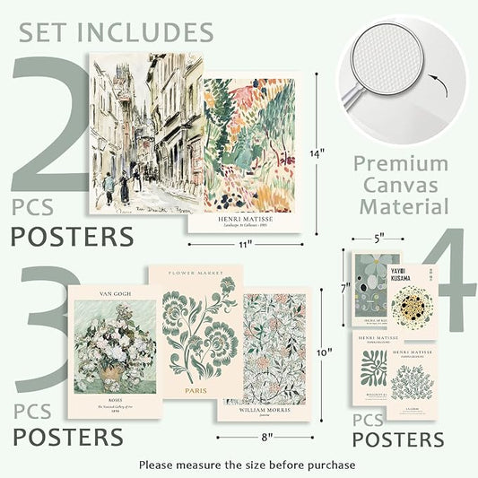 KBKBART 9 PCS Sage Green Wall Art - Image 2