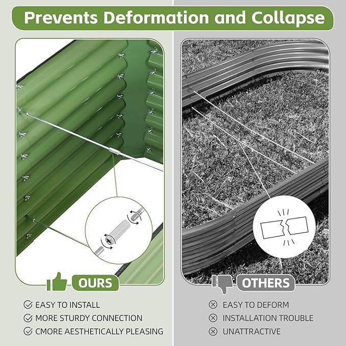 4x2x2ft Raised Garden Bed - Galvanized Deep Root Planter Boxes Outdoor with Wing Nuts and Safety Edges for Gardening Vegetables, Flowers, Herbs, Succulents - Olive Green