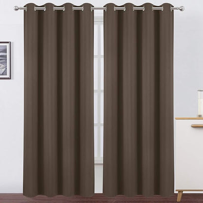 LEMOMO Chocolate Brown Thermal Blackout Curtains/52 x 95 Inch/Set of 2 Panels by Lemomo