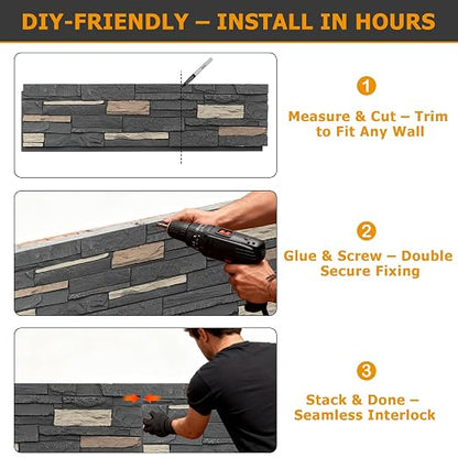 ROOMTEC 1-Pack Faux Stone Wall Covering Panels - Image 4