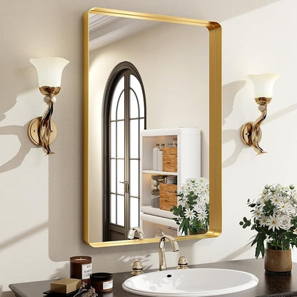 Easly 30 x 22 Inch Gold Bathroom Mirror by EASLY