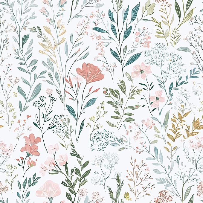 Froluya Floral Peel and Stick Wallpaper Boho Floral Contact Paper 16.9" x by Froluya