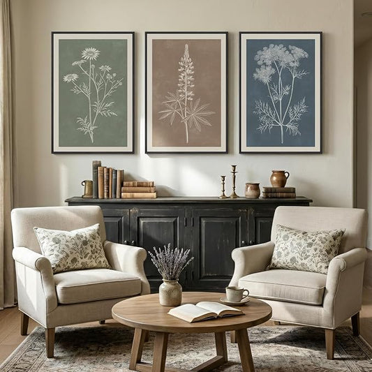Framed Boho Botanical Wall Art for Living Room, 3 Piece Modern Farmhouse - Image 2