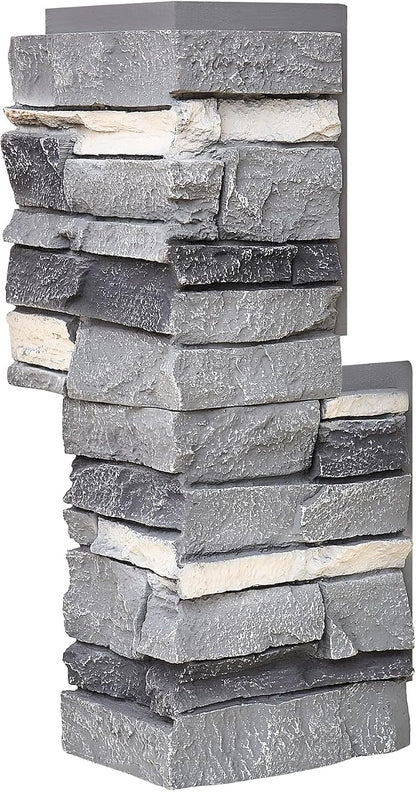 1.77 Inch Deep 3D Faux Stone Corner Panels Matching 2 Piece Set - Image 4