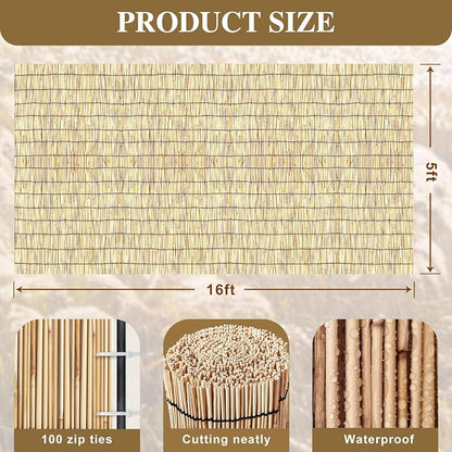 Reed Fencing Rolls, Decorative Bamboo Fencing 5ft High Roll Reed Screen - Image 2