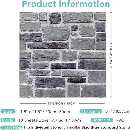 Commomy 10 Pcs 3D Faux Stone 3D Wall Panels 11.8'' x 11.8'' Ultralight PVC - Image 7