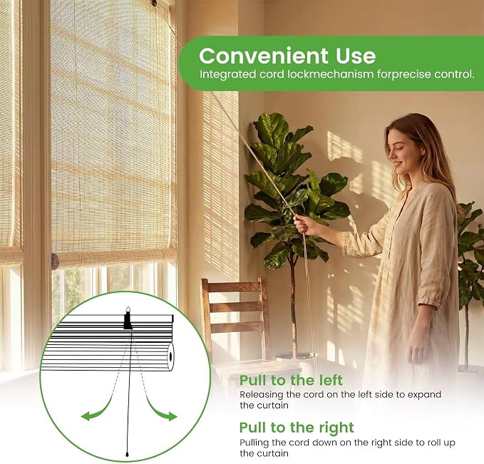 Bamboo Blinds, Custom Sizes Roller Shades - Image 5