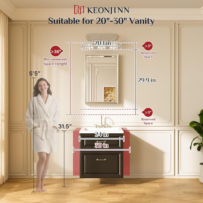 Keonjinn Black Bathroom Mirrors - Image 2
