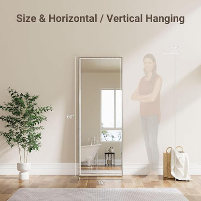 16''x 60'' Tall Brushed Nickel Mirror, Beveled Bathroom Mirror - Image 3
