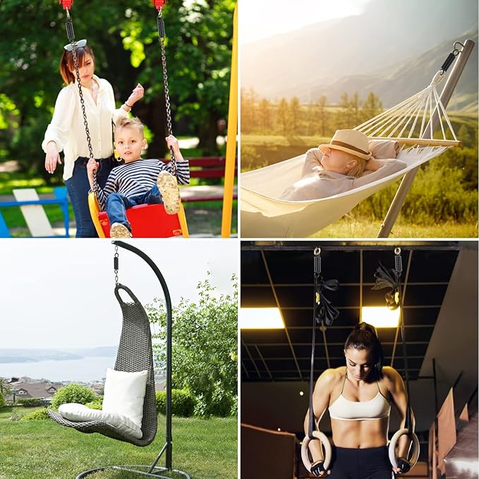 Hammock Spring Swing Hanging Hook for Chair Porch Yoga Tree Sandbag,500lbs Weight Capacity,Black