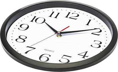 Bernhard Products Black Wall Clock Silent Non Ticking 12 Inch Quality Quartz - Image 3