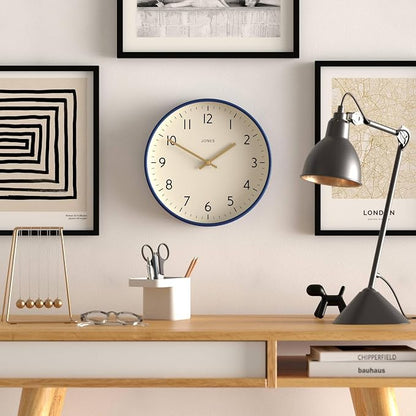 JONES CLOCKS® Studio wall Clock | Modern Round Style | 12 inch | Dark Navy Blue - Image 3