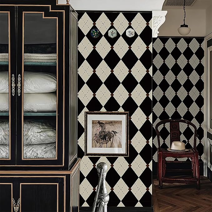 Simon&Siff Retro Checkered Peel and Stick Wallpaper Black and White Wallpaper - Image 5