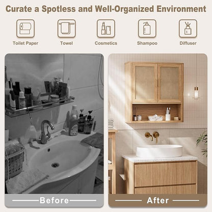 INNOD Rattan Bathroom Wall Cabinet - Image 4