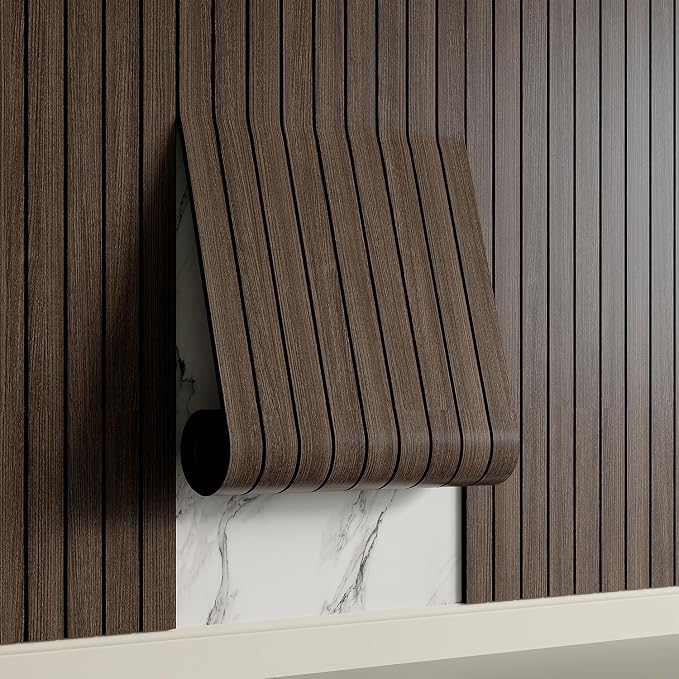 Yutianli PVC Slat Wall Panel Peel and Stick 118"x 15.7" Faux Wood Slat Panel by Yutianli