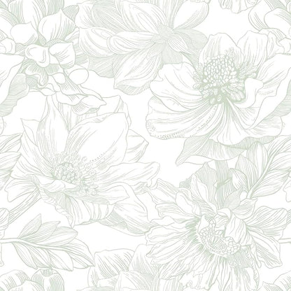 Ismoon Large Floral Peel and Stick Wallpaper Boho White and Green Contact Paper by Ismoon