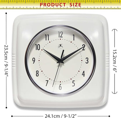 Infinity Instruments Retro – 9-Inch Square Silent Non-Ticking Mid-Century - Image 5