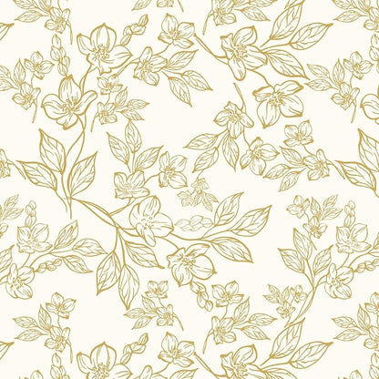 Ismoon Floral Wallpaper Peel and Stick Vintage Flower Beige and Gold Contact by Ismoon