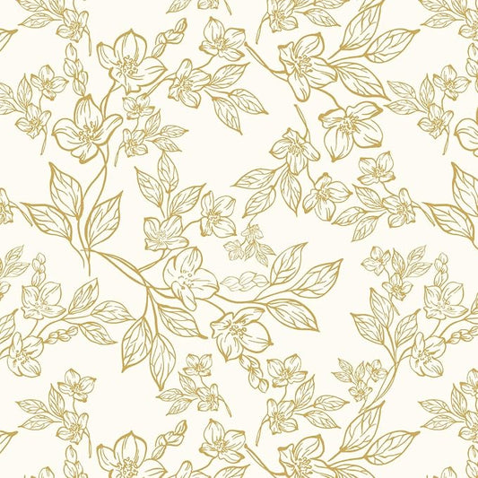 Ismoon Floral Wallpaper Peel and Stick Vintage Flower Beige and Gold Contact by Ismoon