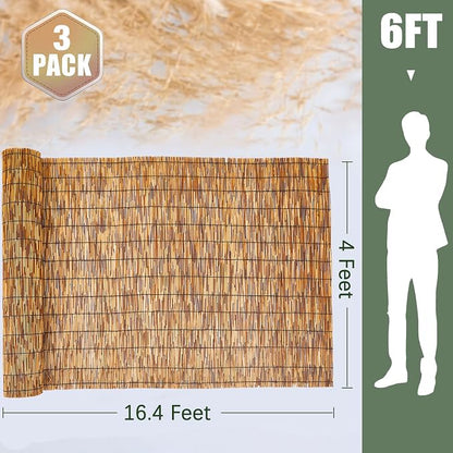 Barydat 2 Pcs 4 x 16.4 ft Reed Fence Roll, 85% Shade Bamboo Privacy Screen - Image 2