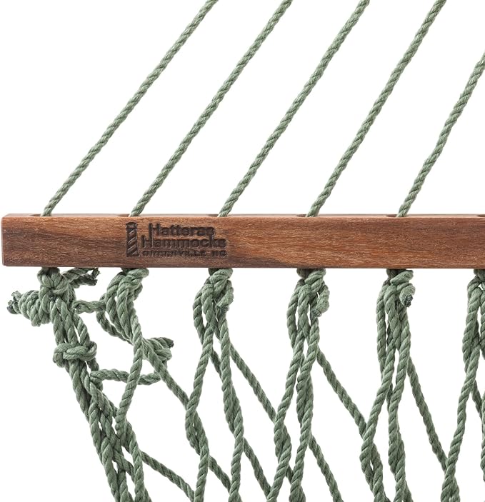 Hatteras Hammocks Deluxe Meadow Duracord Rope Hammock with Free Extension Chains & Tree Hooks, Handcrafted in The USA, 450 LB Weight Capacity, 13 ft. x 60 in