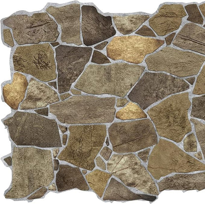 Dundee Deco 3D Wall Panels Faux Stone PVC Brown, 3.2 ft X 2.1 ft, Interior - Image 2