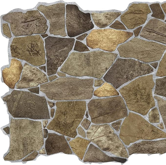 Dundee Deco 3D Wall Panels Faux Stone PVC Brown, 3.2 ft X 2.1 ft, Interior - Image 2