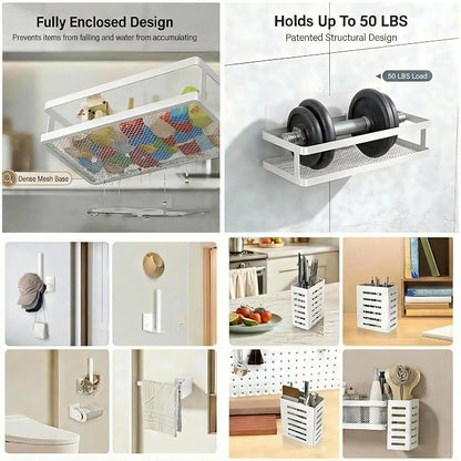 PUSDON 5-in-1 Shower Caddy & Kitchen Organizer Set, Wall Mount Wide Spice Rack - Image 4