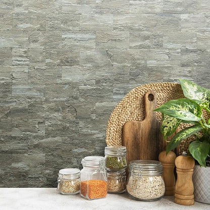 AULIGET 100-Piece Faux Stone Peel and Stick Backsplash Wall Tiles, Laundry Room - Image 4
