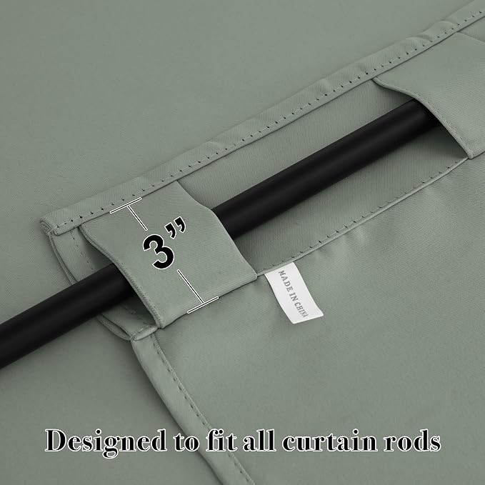 RYB HOME Small Window Curtains, W34 x L45, Sage Green, 2 Panels - Image 2