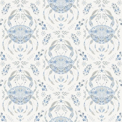 NuWallpaper by WallPops Blue Shellby Peel & Stick Wallpaper by NuWallpaper
