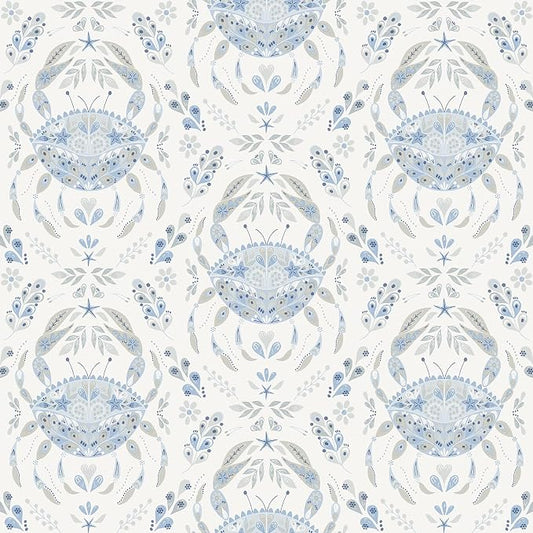 NuWallpaper by WallPops Blue Shellby Peel & Stick Wallpaper by NuWallpaper