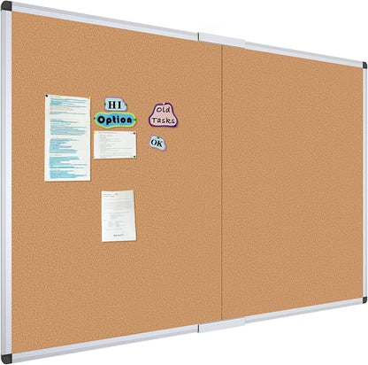 VIZ-PRO 60" x 48" Large Cork Bulletin Board, Foldable & Wall-Mounted Notice Pin by VIZ-PRO