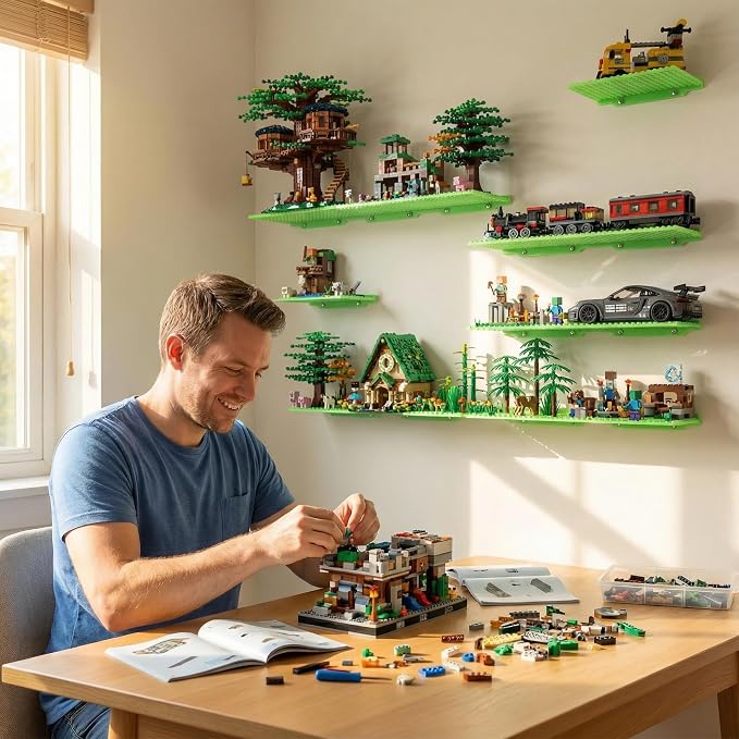 12 Wall Display Shelf for Lego Bricks, 4x5 inch Dual-Sided Floating Shelves - Image 6