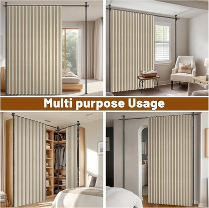 100% Blackout Room Divider Curtains Sets Beige W100 x L84 in, 2 Panels Curtain - Image 7
