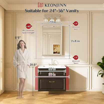 Keonjinn 24" x 36" Brushed Gold Bathroom Mirrors - Image 5