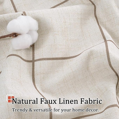 Lajode Brown Plaid Linen Blackout Curtains - Image 5