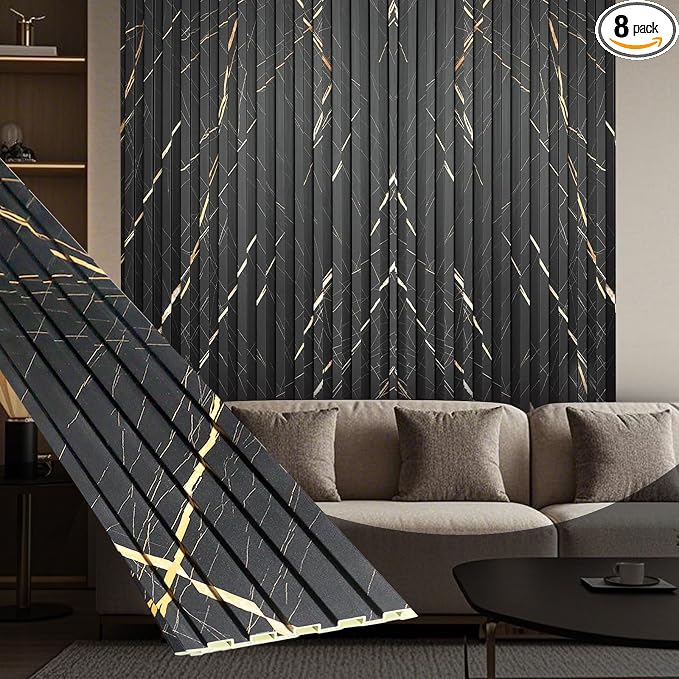 OUZUGIE WPC Acoustic Slat Wall Paneling, Living Room, TV Background, Study Room by OUZUGIE