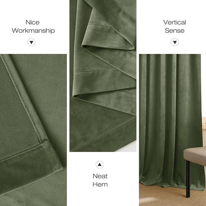 NICETOWN Super Soft Sage Green Velvet Curtains & Drapes 84 inches - Image 7