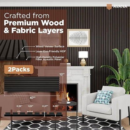 Avana Modern Acoustic Wood Wall Panels – 47.2 x 12.6 Inch Smoke Oak Acoustic - Image 4