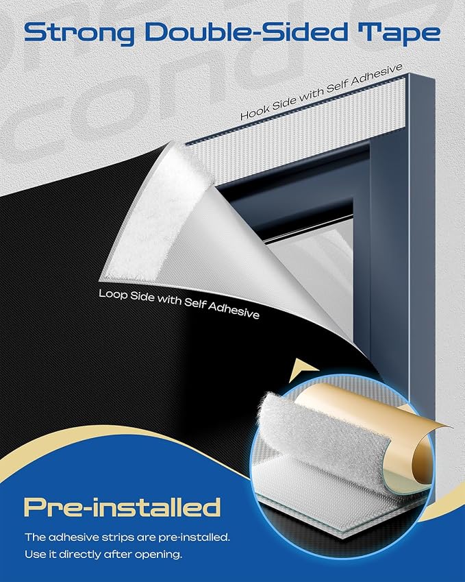 65" W x 40" L 100% Blackout Curtains, Total Darkness No-Drill Black Out Window - Image 2