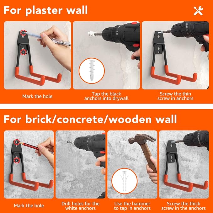 32 Pack Garage Hooks with Anti-Slip Coating Heavy Duty Wall Mount Hooks - Image 4