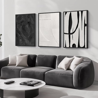 Large Framed Black and White Abstract Wall Art by Cuspin