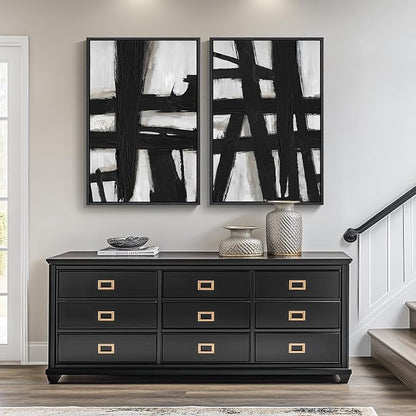 Large Framed Black and White Abstract Wall Art - Image 4