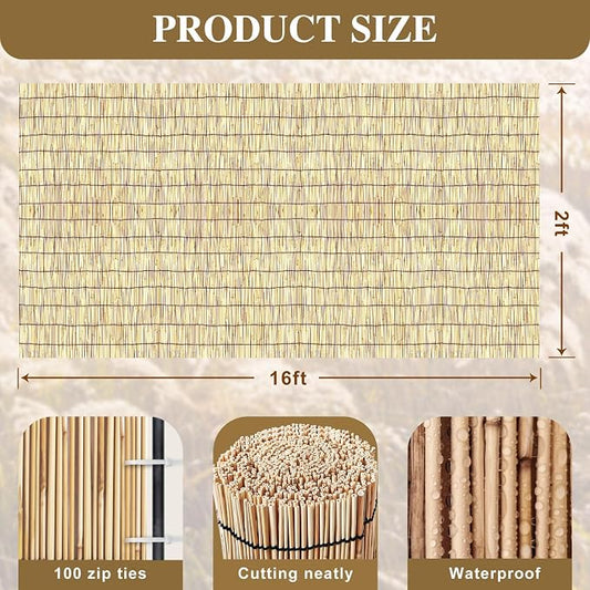 Bamboo Fencing–Handwoven, Bamboo wall Panel Outdoor Privacy Reed Screening - Image 2