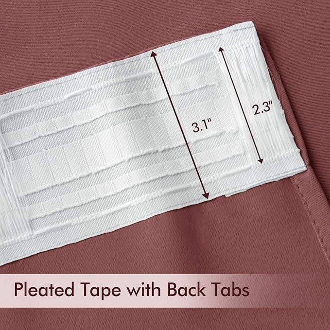 MIULEE Dusty Rose Back Tab Blackout Curtains 90 Inches Long 2 Panels Set - Image 4